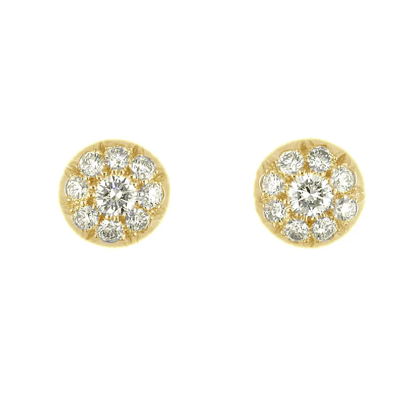 infinity stud earrings for women-18K Yellow Gold Diamond Halo Stud Earrings