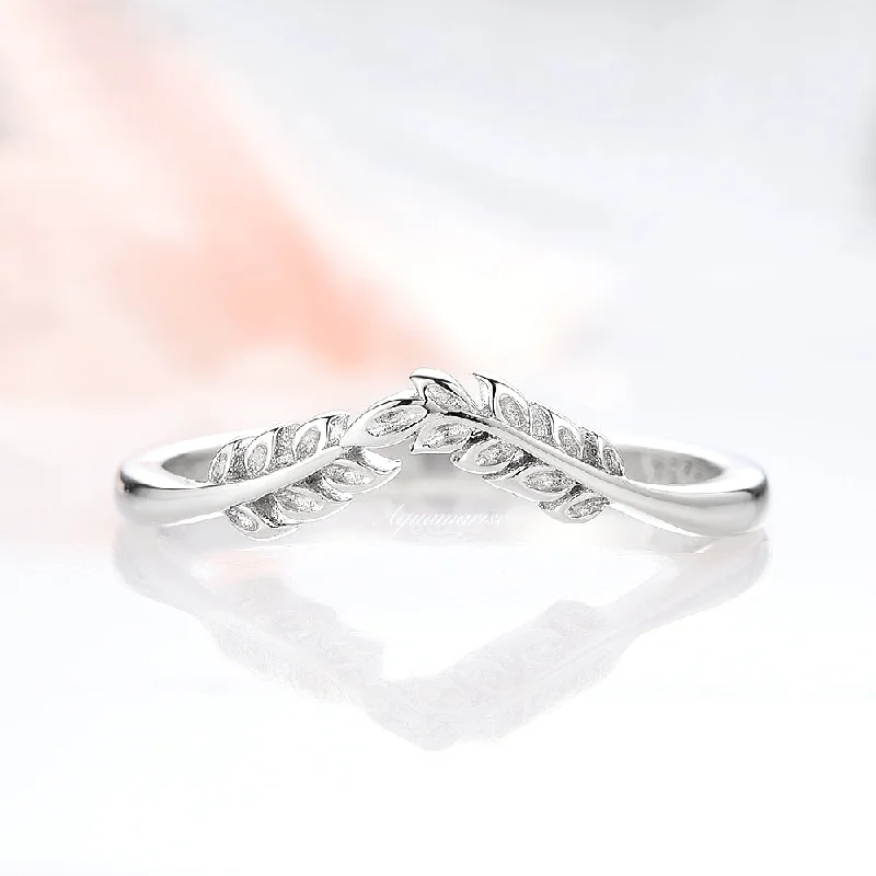 unique engagement rings for women-Filigree Leaf Wedding Band- Sterling Silver