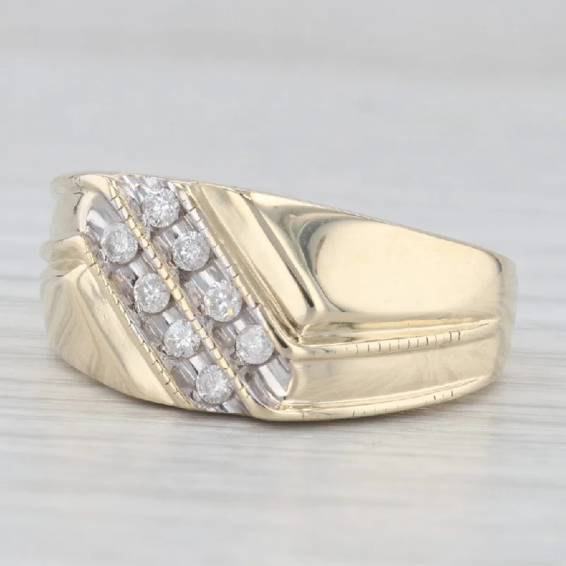 unique engagement rings with diamonds for women-0.23ctw Diamond Men's Ring 10k Yellow Gold Size 10.5 Wedding Band