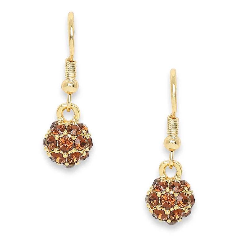 handmade earrings for women-Mahi Royal Sparklers Brown Crystals Ball Earrings for Women (ER1109754GBro)