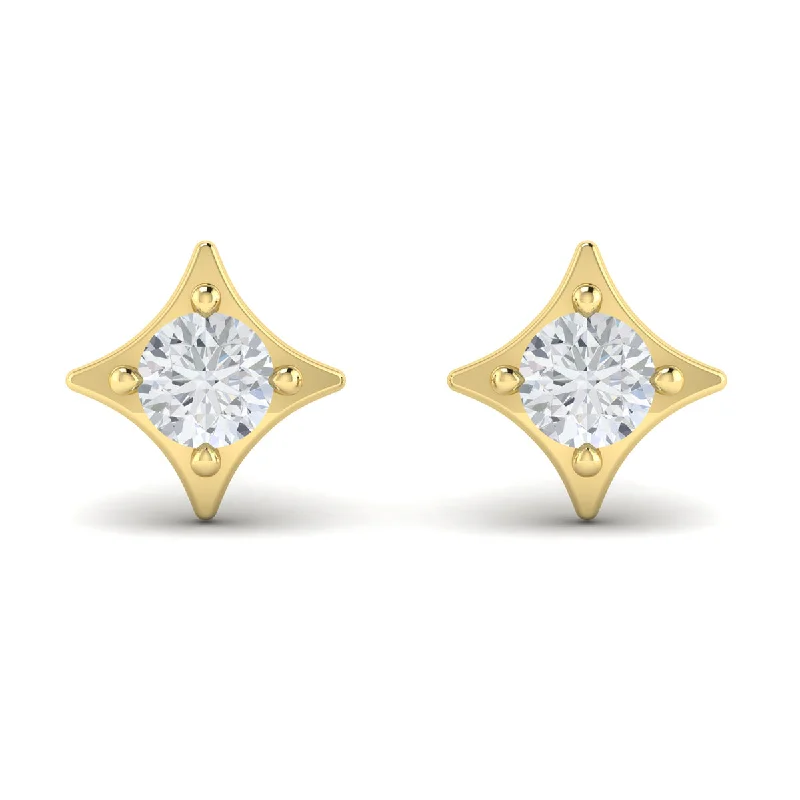 enamel earrings for women-Vlora Estrella 14k Yellow Gold and Diamond Earrings VER60247Y