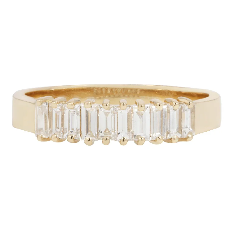 halo rings for women-Diamond Baguette Band