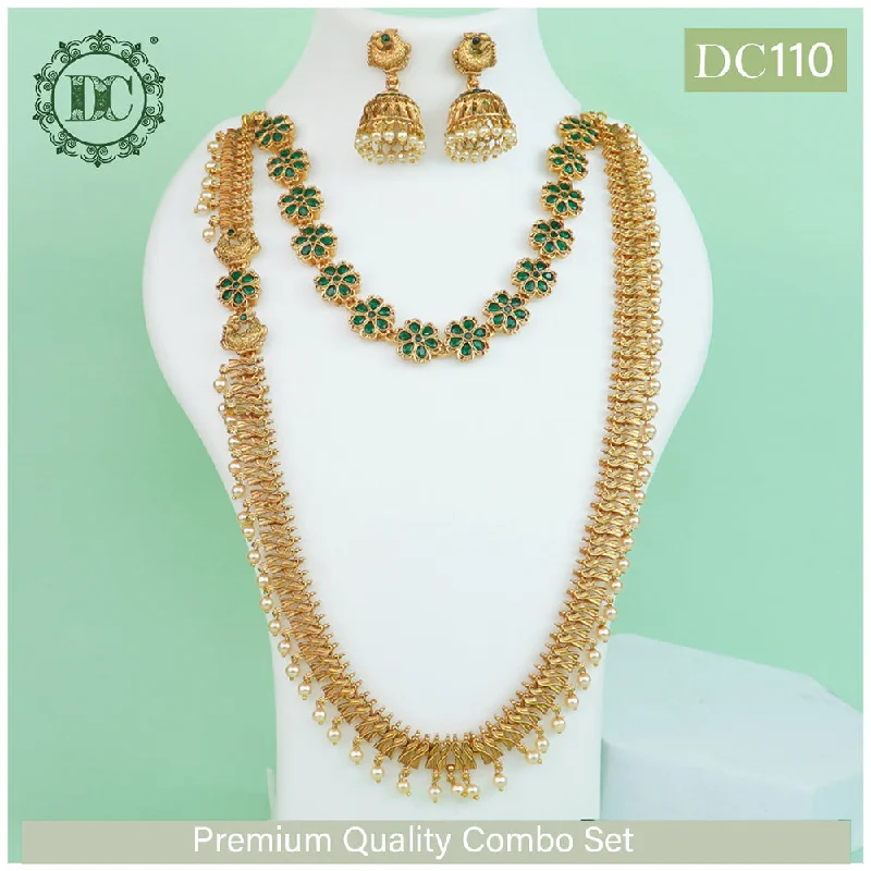 engraved necklaces for women-Diksha Collection Gold Plated Double Necklace Set