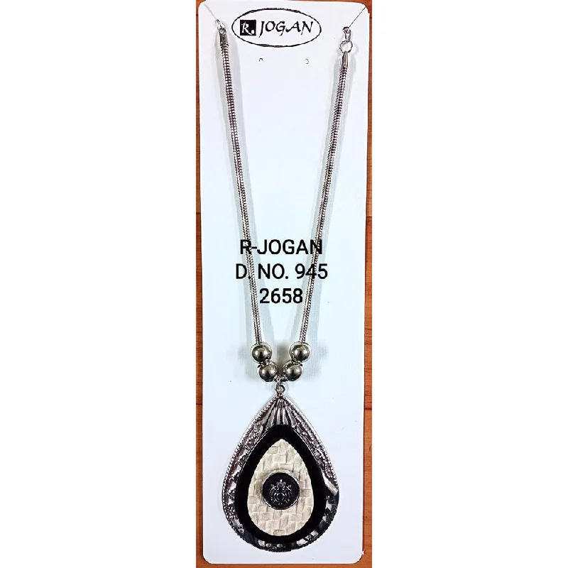 high-end necklaces for women-R Jogan Oxidised Plated Assorted Design Long Necklace