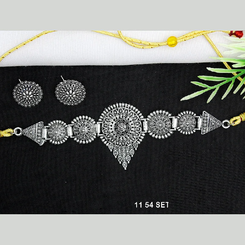 pendant necklaces for women-Mahavir Oxidised Plated Necklace Set