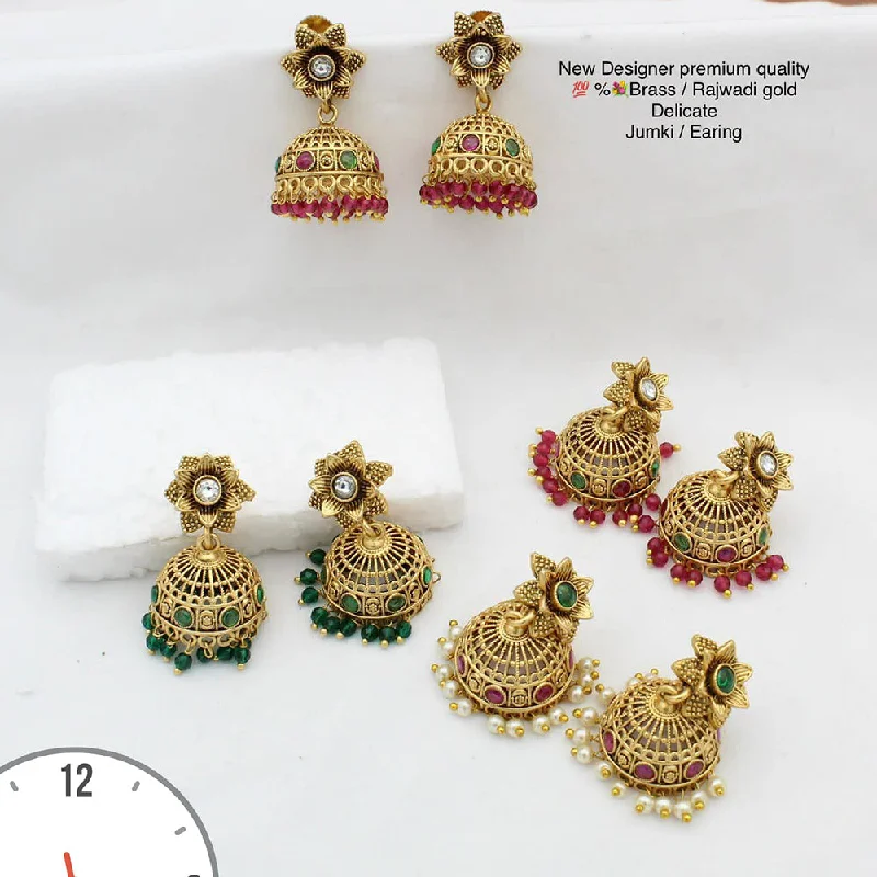 minimalist gold earrings for women-Manisha Jewellery Gold Plated Pota Stone Jhumki Earrings