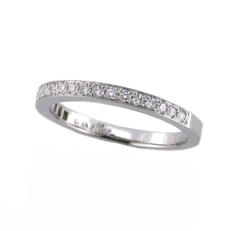 vintage-inspired diamond engagement rings for women-18K White Gold Diamond Wedding Band