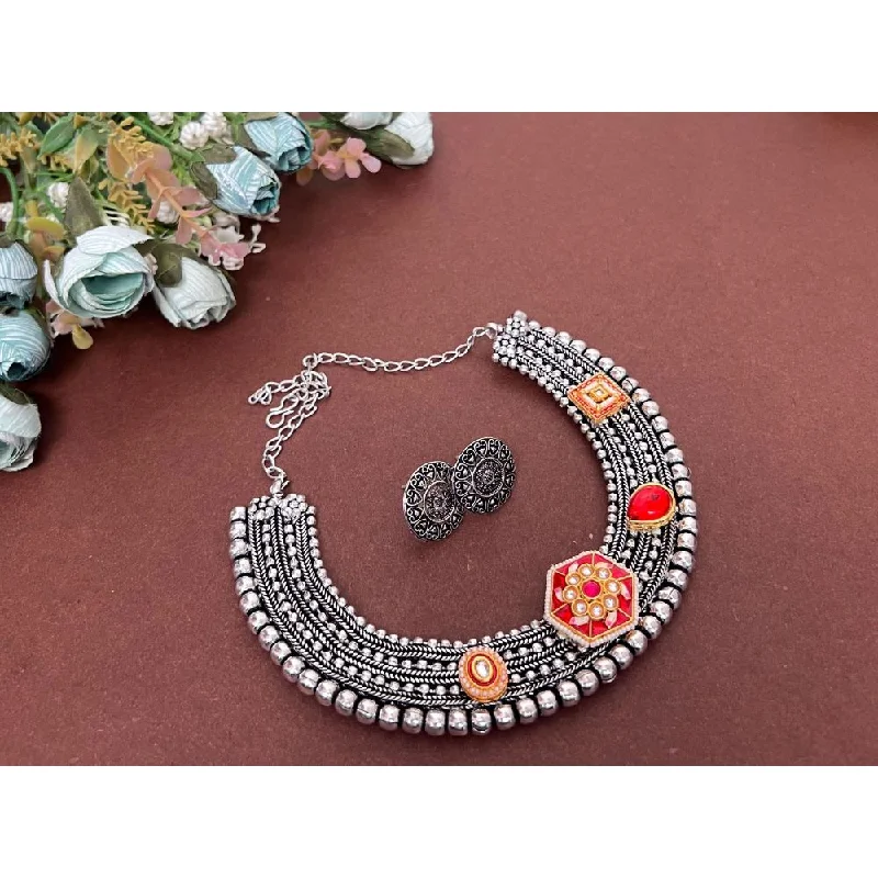 woven necklaces for women-Akruti Collection Silver Plated Necklace Set