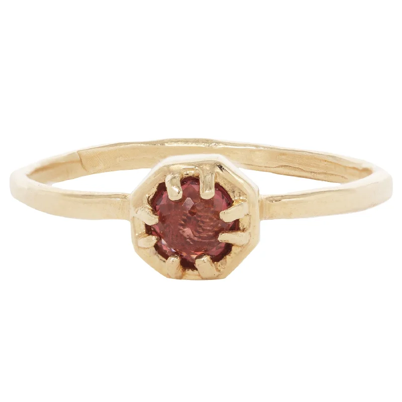 geometric rings for women-Tiny Garnet Ring