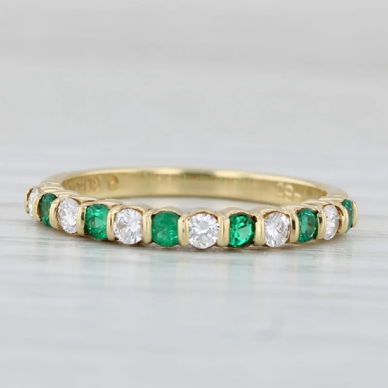 two-tone engagement rings for women-0.48ctw Emerald Diamond Stackable Ring 18k Yellow Gold Size 6.25 Wedding Band