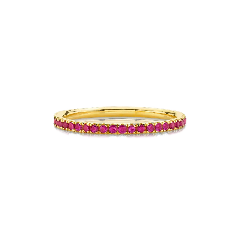 stacked rings for women-Perfect Eternity Band - Ruby / 14k Yellow Gold