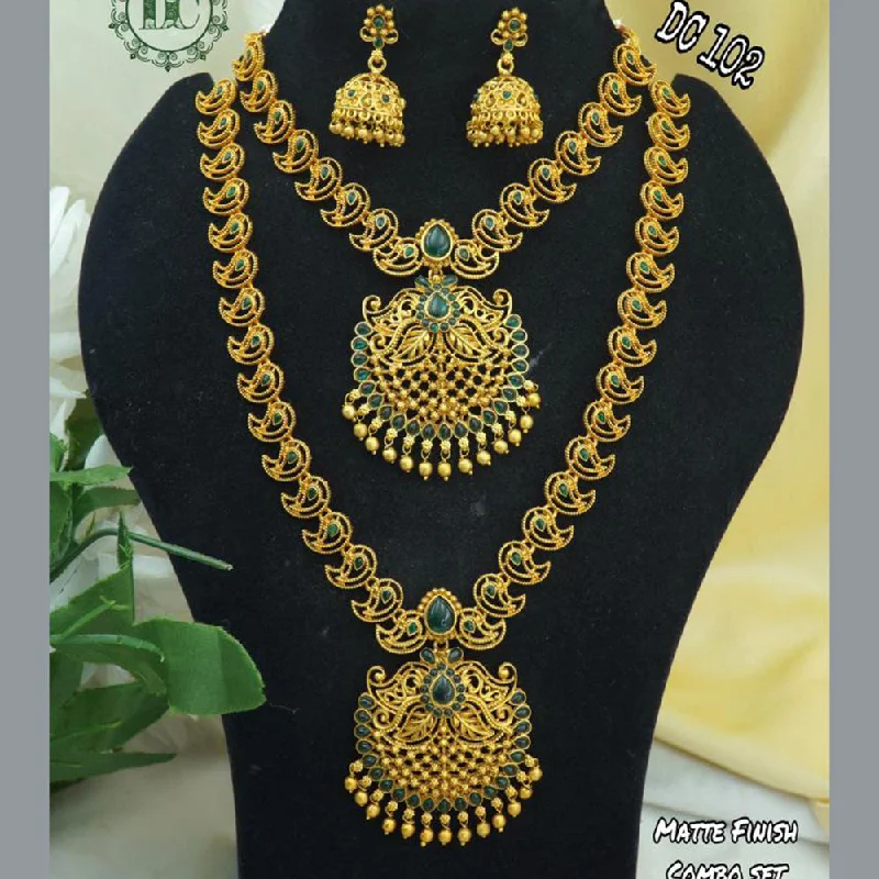 layering necklaces for women-Diksha Collection Gold Plated Double Necklace Set