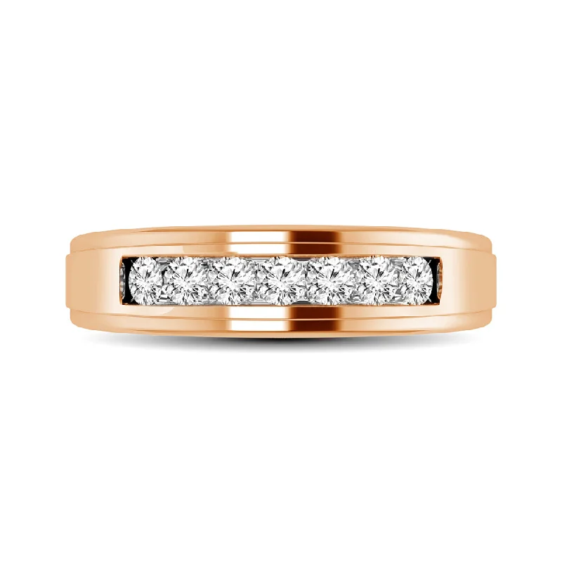 modern engagement rings for brides-Diamond 1/6 Ct.Tw. Ladies Wedding Band in 10K Rose Gold