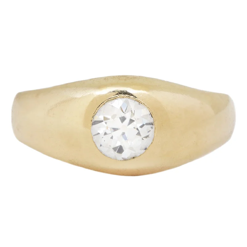 anniversary rings for women-Gold Gilded Diamond Dome Ring