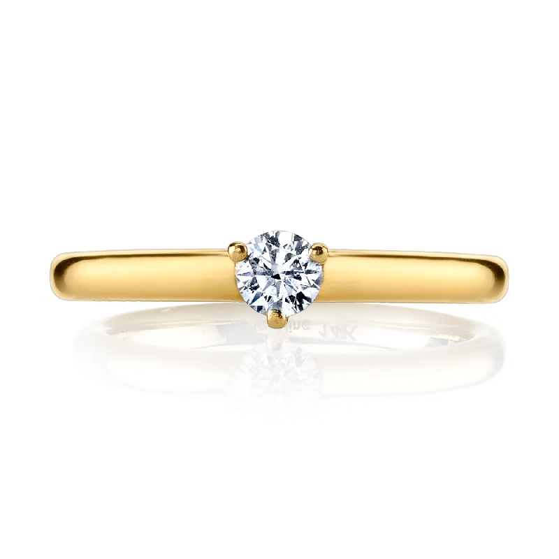 elegant wedding rings for women-Solitaire Ring - White Diamond / 14k Yellow Gold