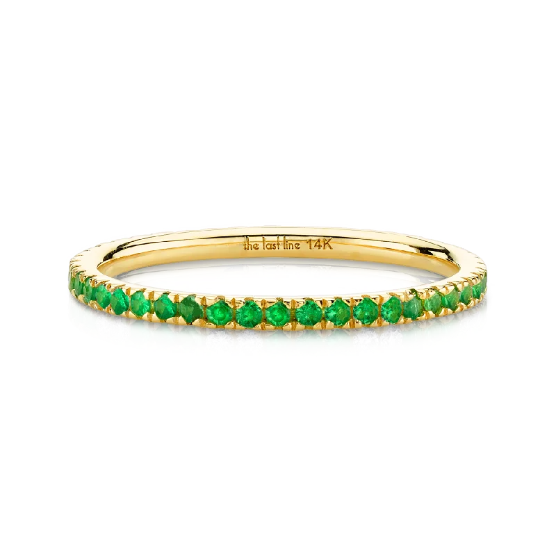 eternity rings for women-Perfect Eternity Band - Tsavorite / 14k Yellow Gold