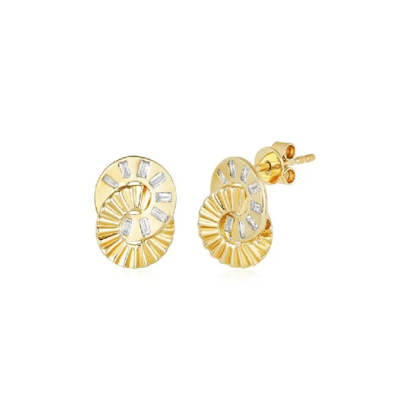 statement stud earrings for women-Interlocking Baguette Sundial Studs