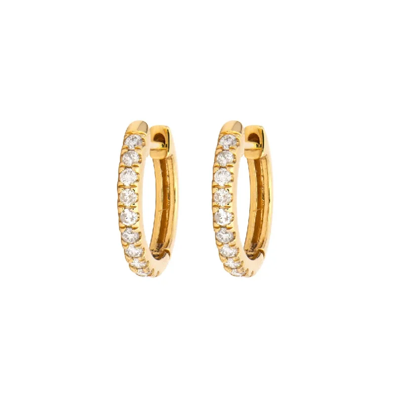 minimalist earrings for women-Classic Diamond Huggie Hoop Earrings