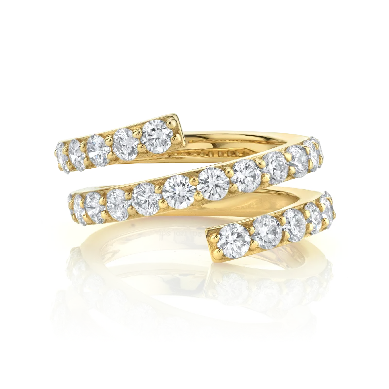 oval diamond rings for women-Double Twist Ring - White Diamond / 14k Yellow Gold