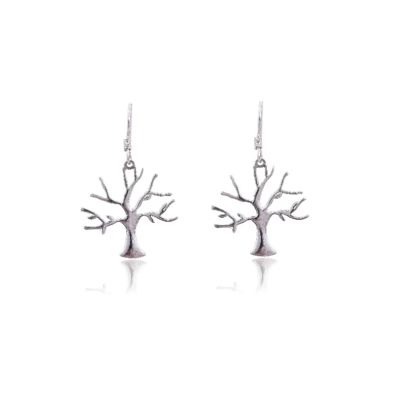 colored gemstone earrings for women-Silver Mountain Sterling Silver Life Of Tree Earring