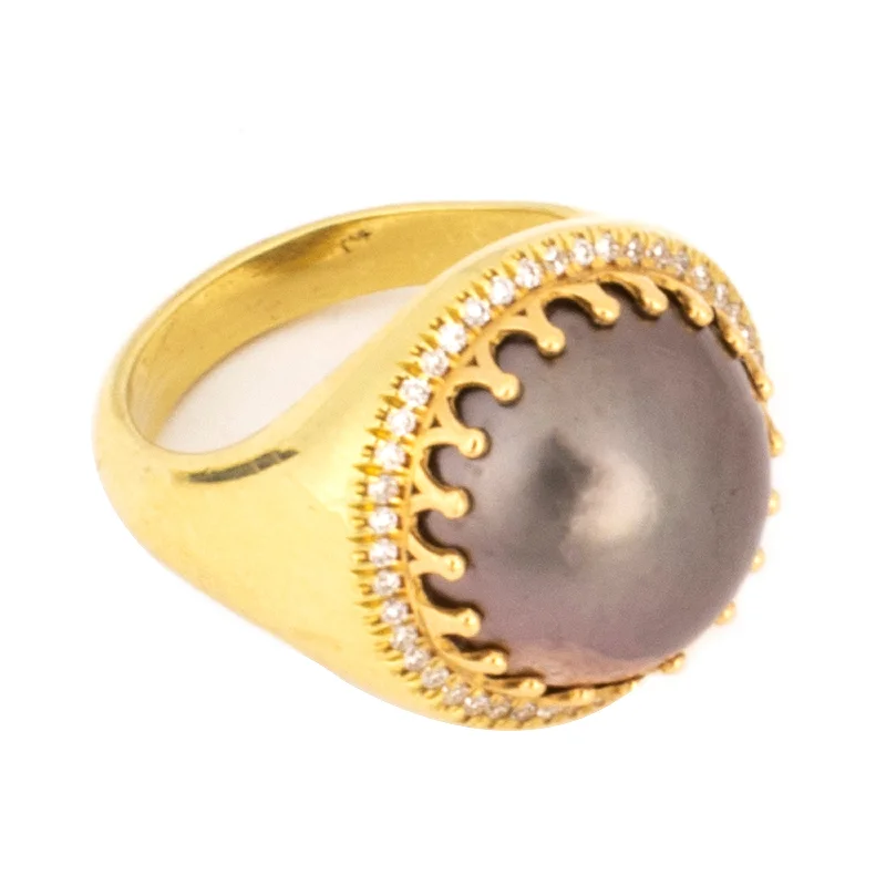 promise rings for women-Pearl Slice Ring