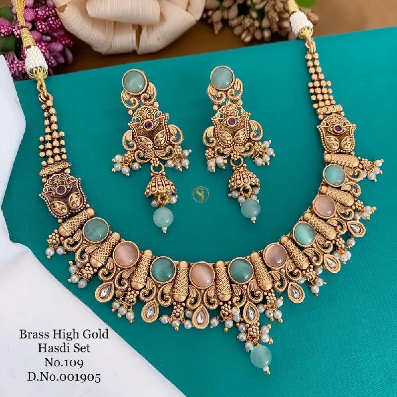 dainty necklaces for women-India Art Gold Plated Necklace Set