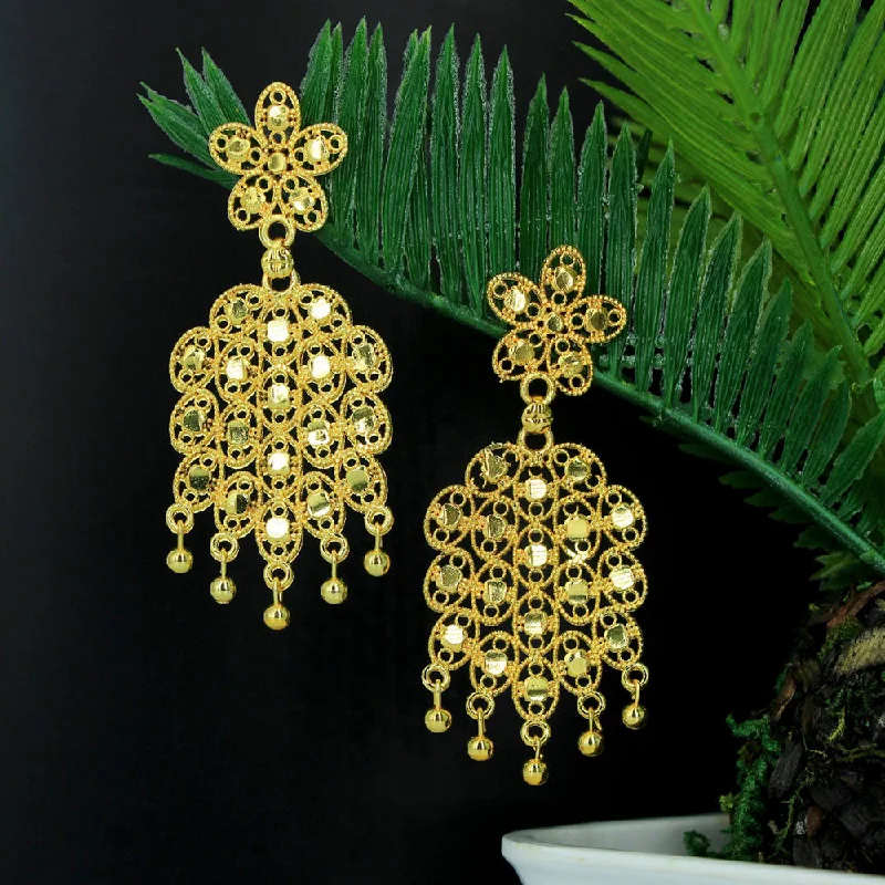 chandelier earrings for women-Mahavir Forming Gold Plated Dangler Earrings