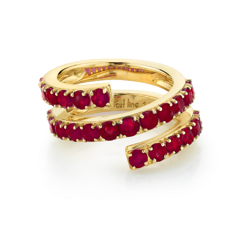 chic rings for women-Double Twist Ring - Ruby / 14k Yellow Gold