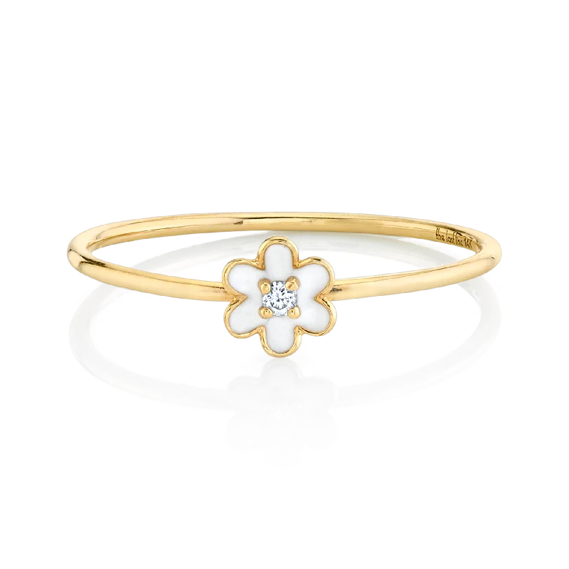 luxury rings for women-Slim Ring - Flower / 14k Yellow Gold