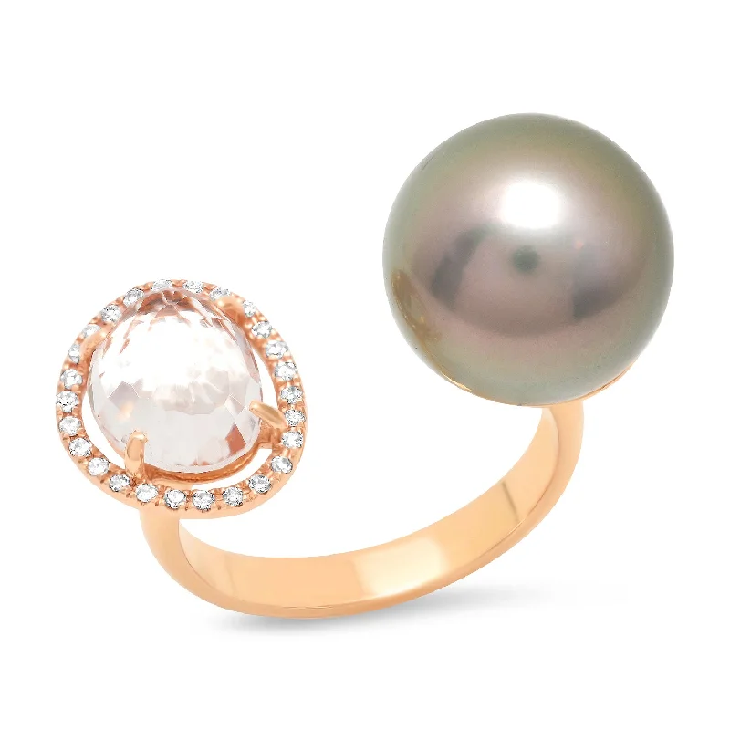 antique diamond rings for women-Pearl Topaz Ring