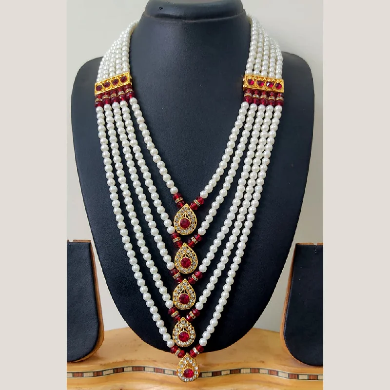 celestial necklaces for women-Ravechi Art Gold Plated Pearls Long Necklace