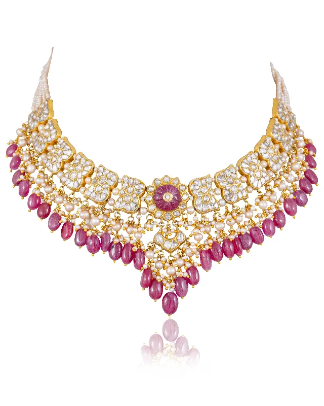 statement chokers for women-Shivakshi Polki Necklace