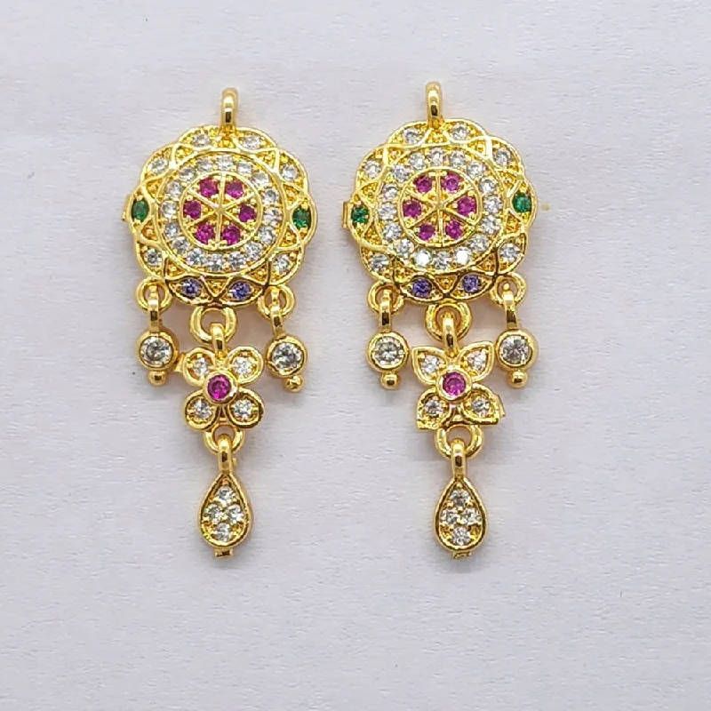 handmade earrings for women-Raiyaraj Gold Plated American Diamond Micro Plating Dangler Earrings Pack of 3