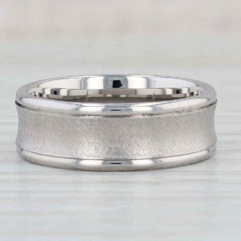 affordable engagement rings for brides-New Brushed Concave Titanium Ring Size 10 Men's Wedding Band