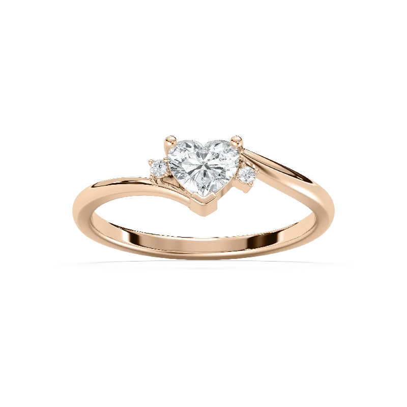 rose gold engagement rings for women-Heart Stack Ring