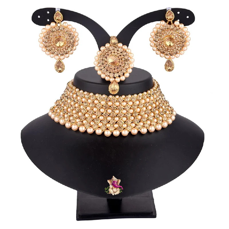 flower necklaces for women-Pooja Bangles Gold Plated Necklace Set