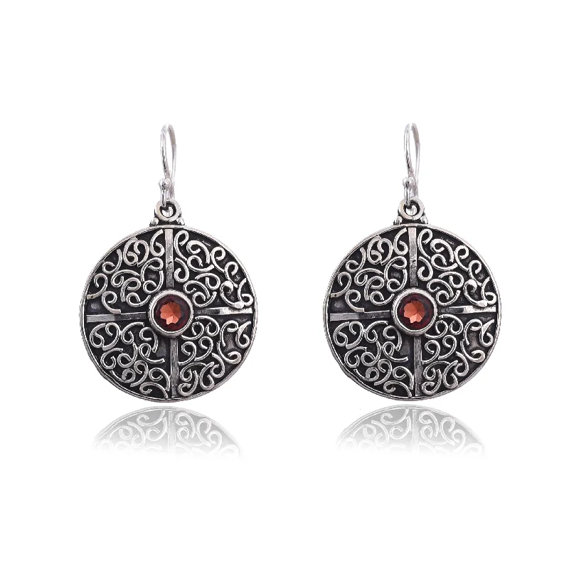 adjustable earrings for women-Silver Mountain Garnet Sterling silver earring