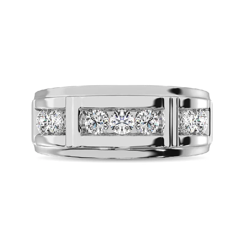 platinum halo engagement rings for women-Diamond 1/4 Ct.Tw. Mens Wedding Band in 10K White Gold