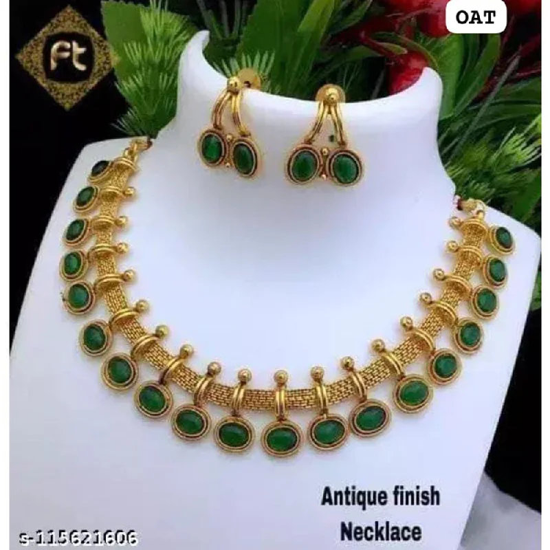 thick chain necklaces for women-Lucentarts Jewellery Gold Plated Necklace Set