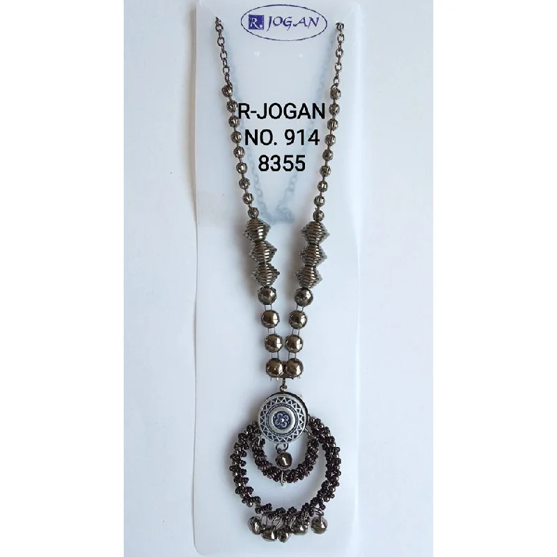 zodiac necklaces for women-R Jogan Oxidised Plated Assorted Design Long Necklace