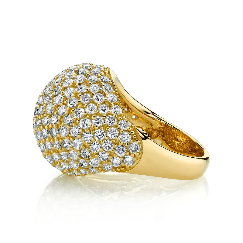 silver engagement rings for women-Bombe Ring - White Diamond / 14k Yellow Gold