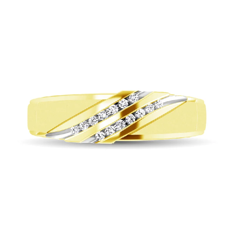 solitaire engagement rings for women-Diamond Accent 1/10 Ctw Ladies  Slant Wedding Band in 10K Yellow Gold