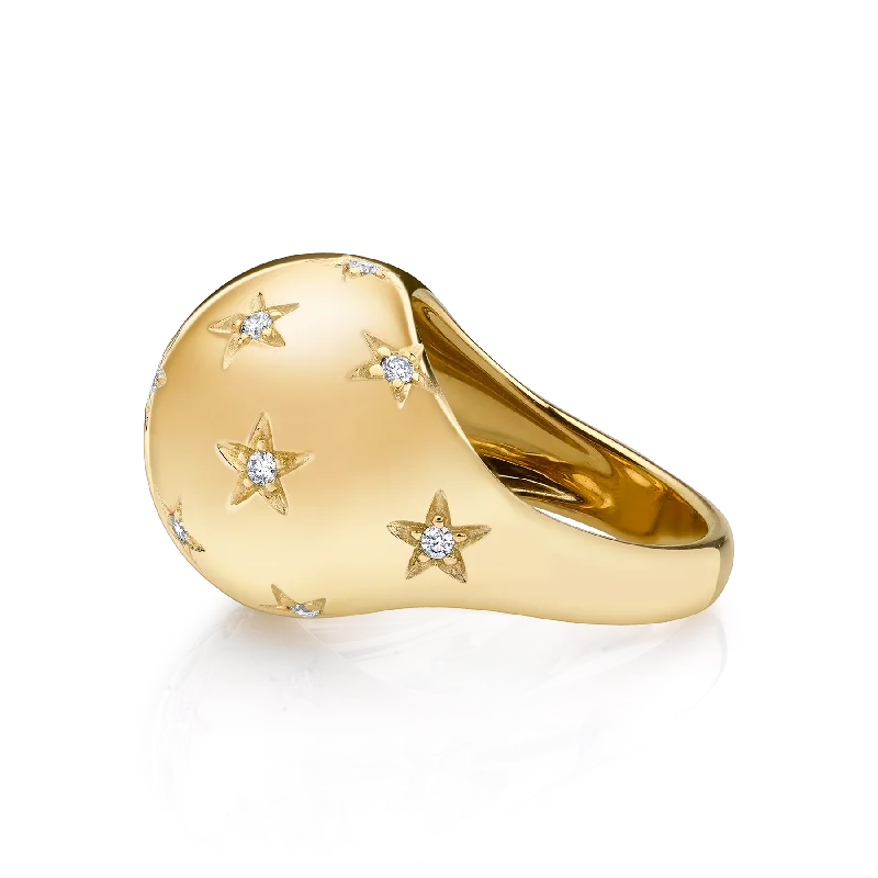 unique solitaire rings for women-Star Bombe Ring - White Diamond / 14k Yellow Gold