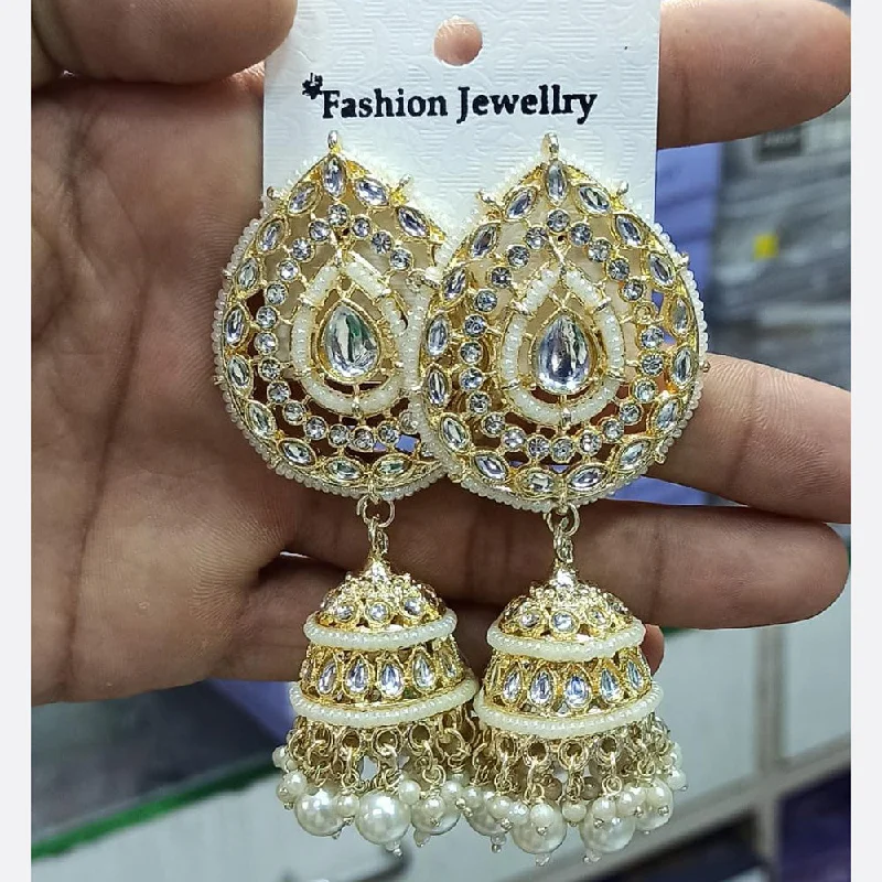 dangle earrings for women-Manisha Jewellery Gold Plated Kundan Stone Jhumki Earrings