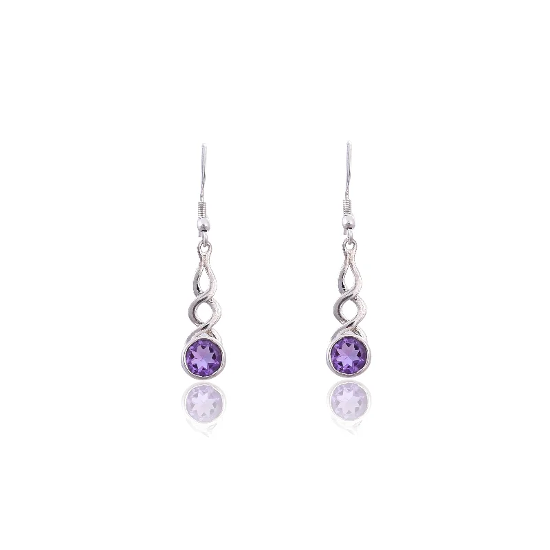 cross earrings for women-Silver Mountain Sterling Silver Amethyst Earring