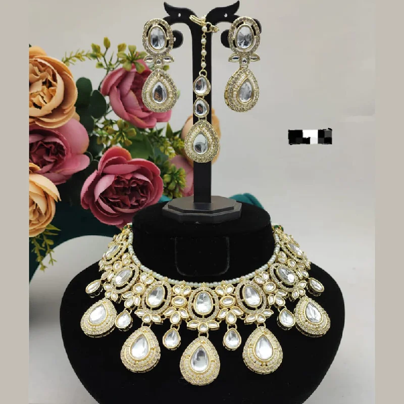 pearl necklaces for women-Manisha Jewellery Gold Plated Kundan Stone Necklace Set