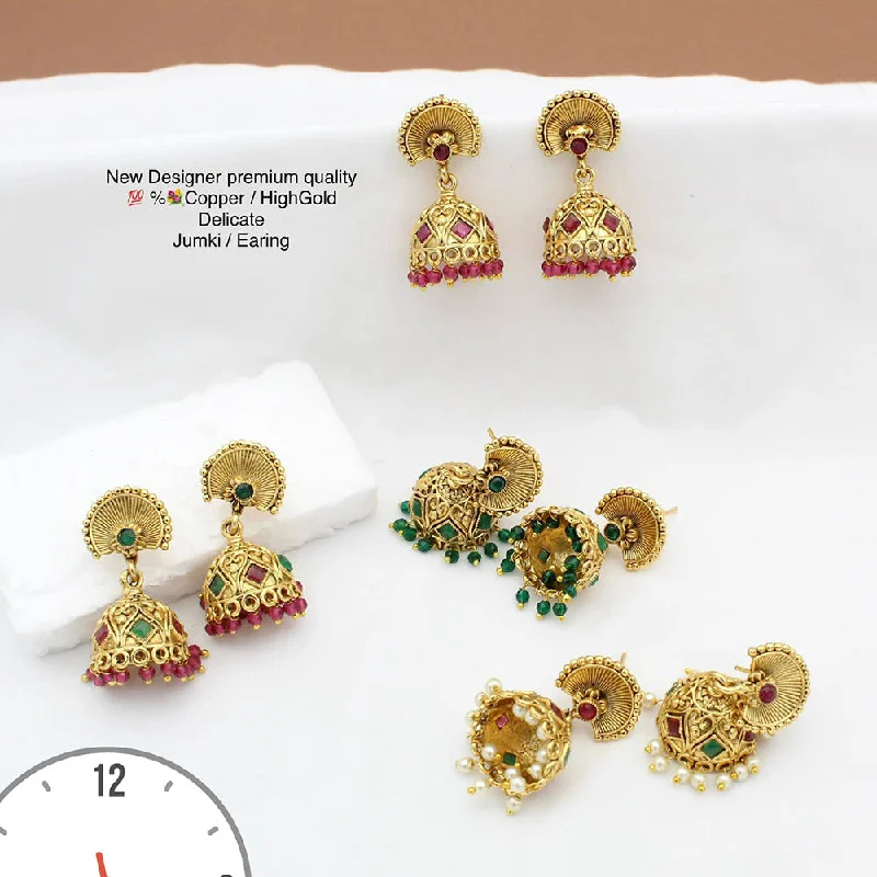 silver chandelier earrings for women-Manisha Jewellery Gold Plated Pota Stone Jhumki Earrings