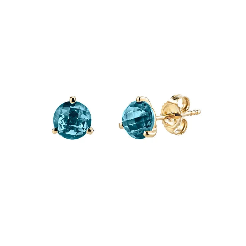 casual stud earrings for women-London Blue Topaz 14K Yellow Gold Stud Earrings