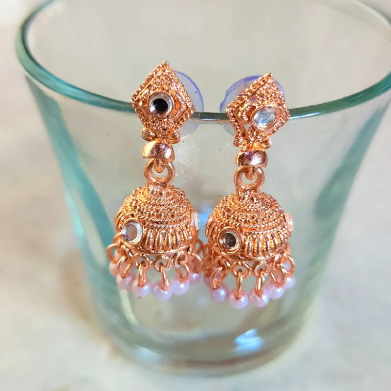 diamond drop earrings for women-H K Fashion Rose Gold Plated Jhumki Earrings