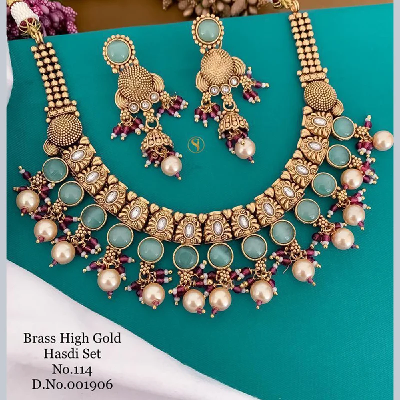 eco-friendly necklaces for women-India Art Gold Plated Necklace Set